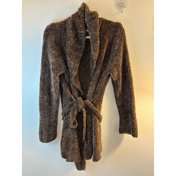 White Stag Sweaters - White Stag Woodland Brown Fuzzy Eyelash Knit Belted Cardigan Sweater Large